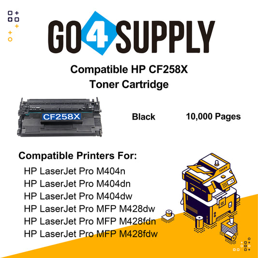 Compatible (NO CHIP) HP 258X CF258X 58X Toner Cartridge Used for HP LaserJet Pro M404n/M404dn/M404dw; MFP M428dw/M428fdn/M428fdw Printer
