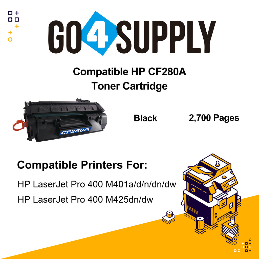 Compatible HP 80A 280A CF280A Toner Cartridge Replacement for HP LaserJet Pro 400 M401a/d/n/dn/dw, Pro 400 M425dn/dw