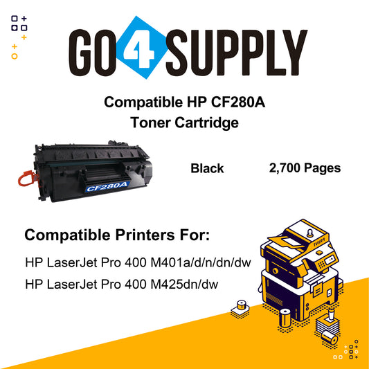 Compatible HP 80A 280A CF280A Toner Cartridge Replacement for HP LaserJet Pro 400 M401a/d/n/dn/dw, Pro 400 M425dn/dw