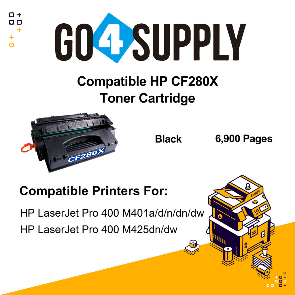 Compatible HP 80X 280X CF280X Toner Cartridge Replacement for HP LaserJet Pro 400 M401a/d/n/dn/dw, Pro 400 M425dn/dw