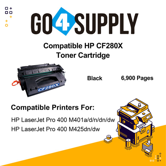 Compatible HP 80X 280X CF280X Toner Cartridge Replacement for HP LaserJet Pro 400 M401a/d/n/dn/dw, Pro 400 M425dn/dw