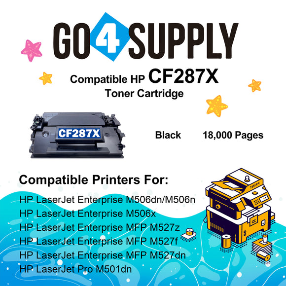 Compatible HP Black CF287X 287X 87X Toner Cartridge Used for LaserJet Enterprise M506dn/M506n/M506x; MFP M527z/M527f/M527dn; Pro M501dn
