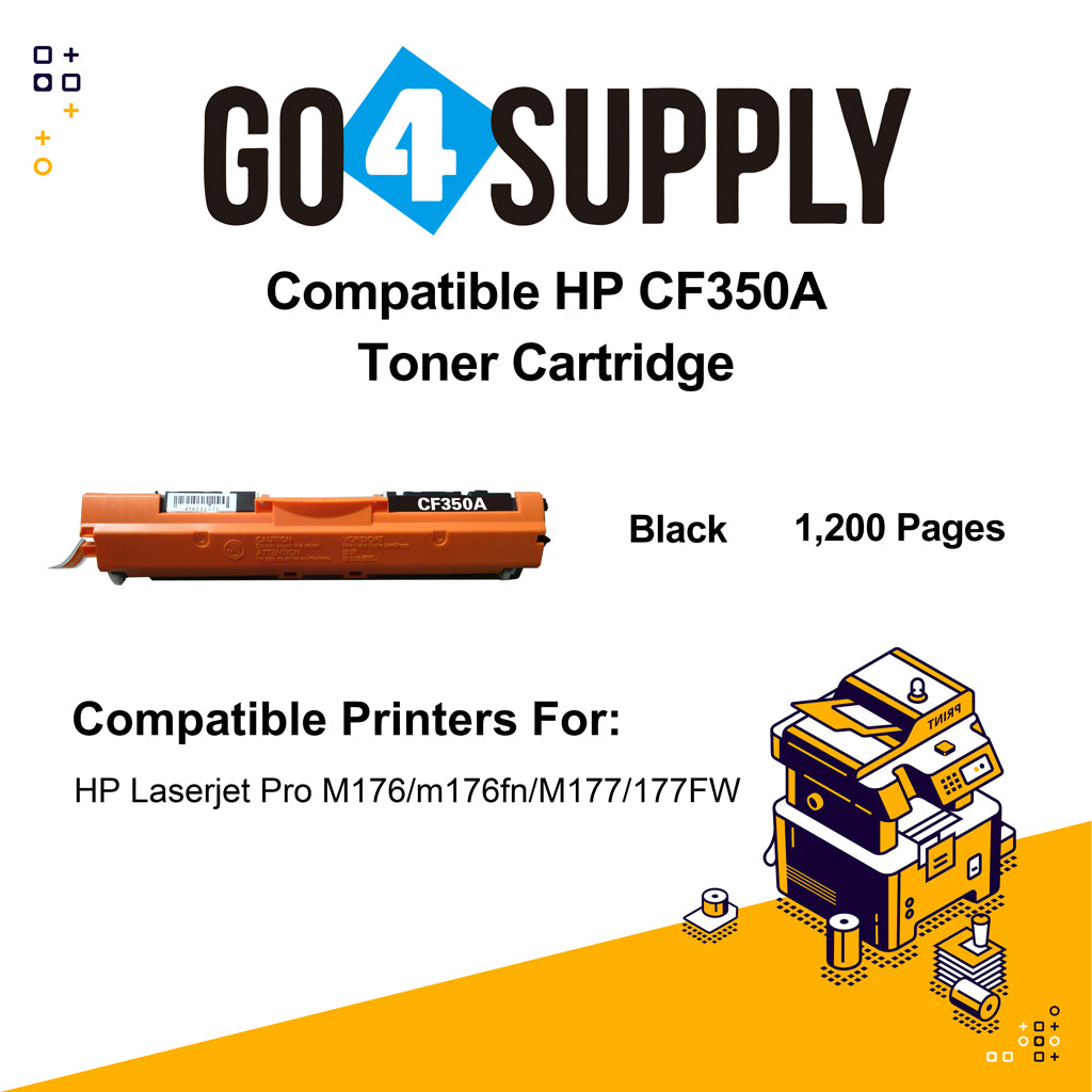 Compatible Black HP 350 CE350A 350A Toner Cartridge Used for HP  Laserjet Pro CP1020/ 1021/ 1022/ 1023/ 1025; CP 1026/ 1027/ 1028nw; 100 M175a/b/c/nw/p/q/R; 200 color MFP M275nw/s/t/u Printer