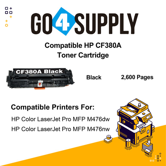 Compatible Black HP 312A 380 CF380A 380A Toner Cartridge Used for HP Color laserJet Pro M476dn MFP/M476dw MFP/M476dnw MFP Printer