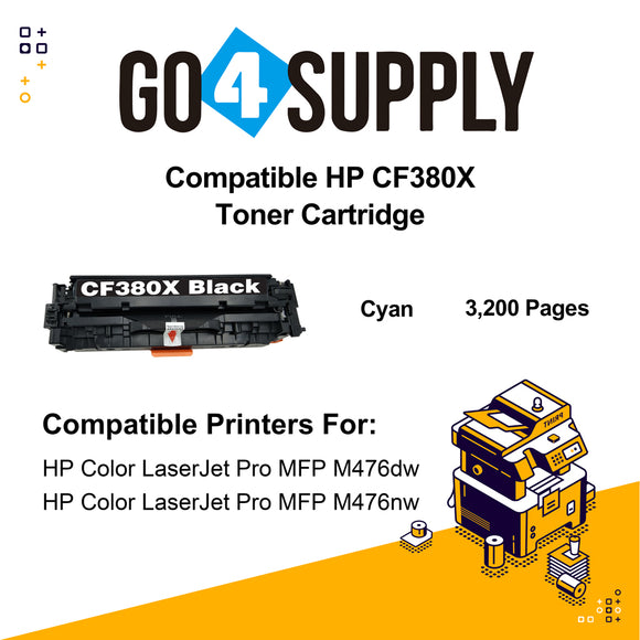 Compatible Black HP 380 CF380X 380X Toner Cartridge Used for HP Color laserJet Pro M476dn MFP/M476dw MFP/M476dnw MFP Printer