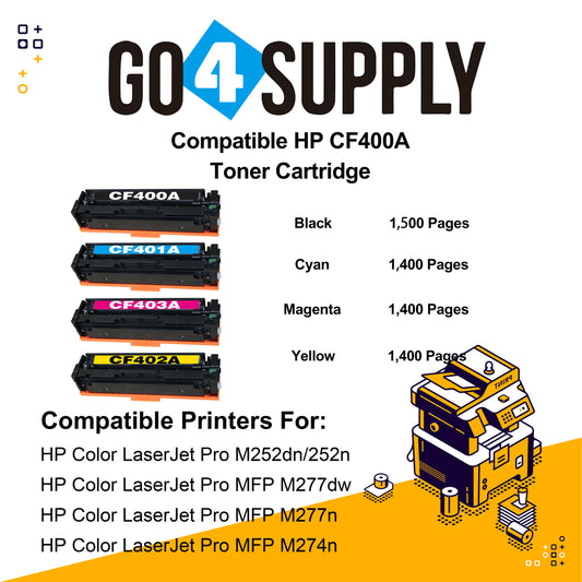 Compatible Set Combo HP 201A CF400A CF401A CF402A CF403A Toner Cartridge Used for HP Color LaserJet Pro M252dn/252n; Color LaserJet Pro MFP M277dw/277n; Color LaserJet Pro MFP M274n Printers