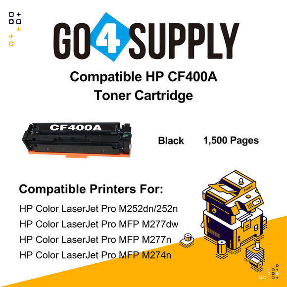 Compatible Black HP 201A CF400A Toner Cartridge Used for HP Color LaserJet Pro M252dn/252n; Color LaserJet Pro MFP M277dw/277n; Color LaserJet Pro MFP M274n Printers