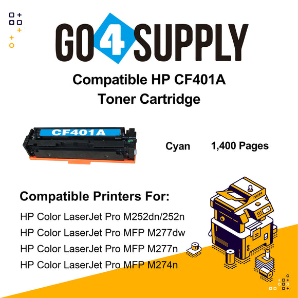 Compatible Cyan HP 201A CF401A Toner Cartridge Used for HP Color LaserJet Pro M252dn/252n; Color LaserJet Pro MFP M277dw/277n; Color LaserJet Pro MFP M274n Printers