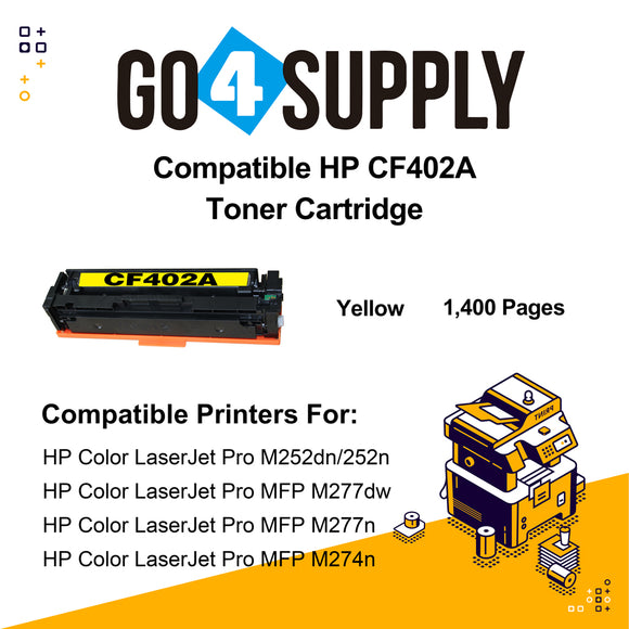 Compatible Yellow HP 201A CF402A Toner Cartridge Used for HP Color LaserJet Pro M252dn/252n; Color LaserJet Pro MFP M277dw/277n; Color LaserJet Pro MFP M274n Printers