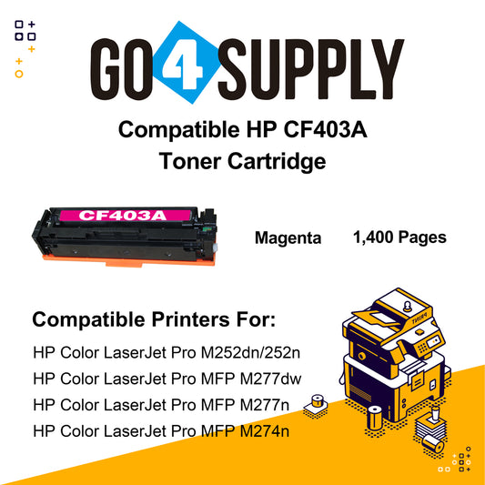 Compatible Magenta HP 201A CF403A Toner Cartridge Used for HP Color LaserJet Pro M252dn/252n; Color LaserJet Pro MFP M277dw/277n; Color LaserJet Pro MFP M274n Printers