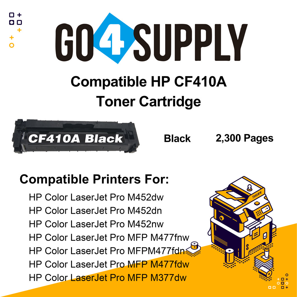 Compatible Black HP 410A CF410A Toner Cartridge Used for Color LaserJet Pro M452dw/452dn/452nw, Color LaserJet Pro MFPM477fnw/M477fdn/M477fdw, Color LaserJet Pro MFP M377dw Printers