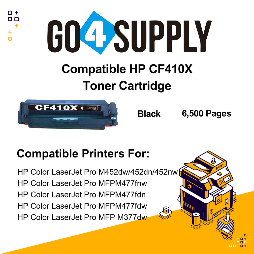 Compatible Black HP 410X CF410X Toner Cartridge Used for Color LaserJet Pro M452dw/452dn/452nw, Color LaserJet Pro MFPM477fnw/M477fdn/M477fdw, Color LaserJet Pro MFP M377dw Printers