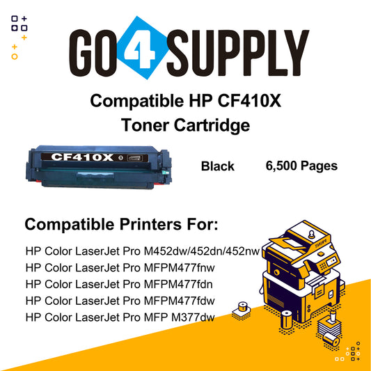 Compatible Black HP 410X CF410X Toner Cartridge Used for Color LaserJet Pro M452dw/452dn/452nw, Color LaserJet Pro MFPM477fnw/M477fdn/M477fdw, Color LaserJet Pro MFP M377dw Printers