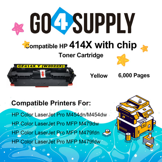 Compatible HP Yellow W2022X CF414X (WITH CHIP) Toner Cartridge Used for Color LaserJet Pro M454dn/M454dw; MFP M479dw/M479fdn/M479fdw/M454nw; Enterprise M455dn/ MFP M480f/ MFP M480f; Color LaserJet Managed E45028