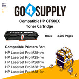 Compatible Black HP 500x CF500x 202x Toner Cartridge Used for HP Color LaserJet Pro M254/M254dw/254nw; MFP M281cdw/281fdn/281fdw/280/280nw Printer