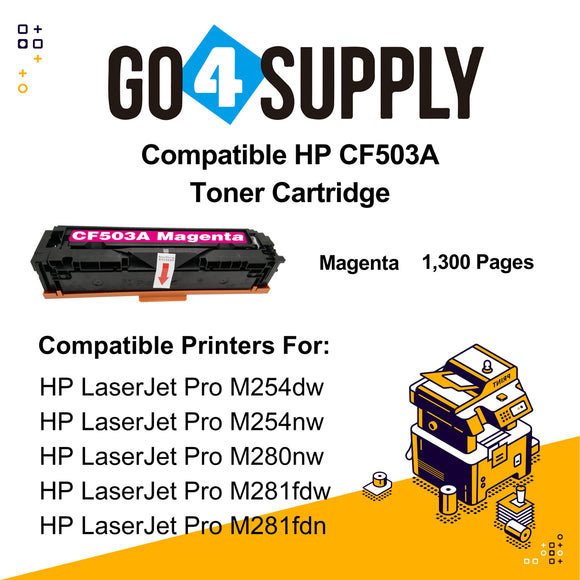 Compatible Magenta HP 503A CF500A 202A Toner Cartridge Used for HP Color LaserJet Pro M254/M254dw/254nw; MFP M281cdw/281fdn/281fdw/280/280nw Printer