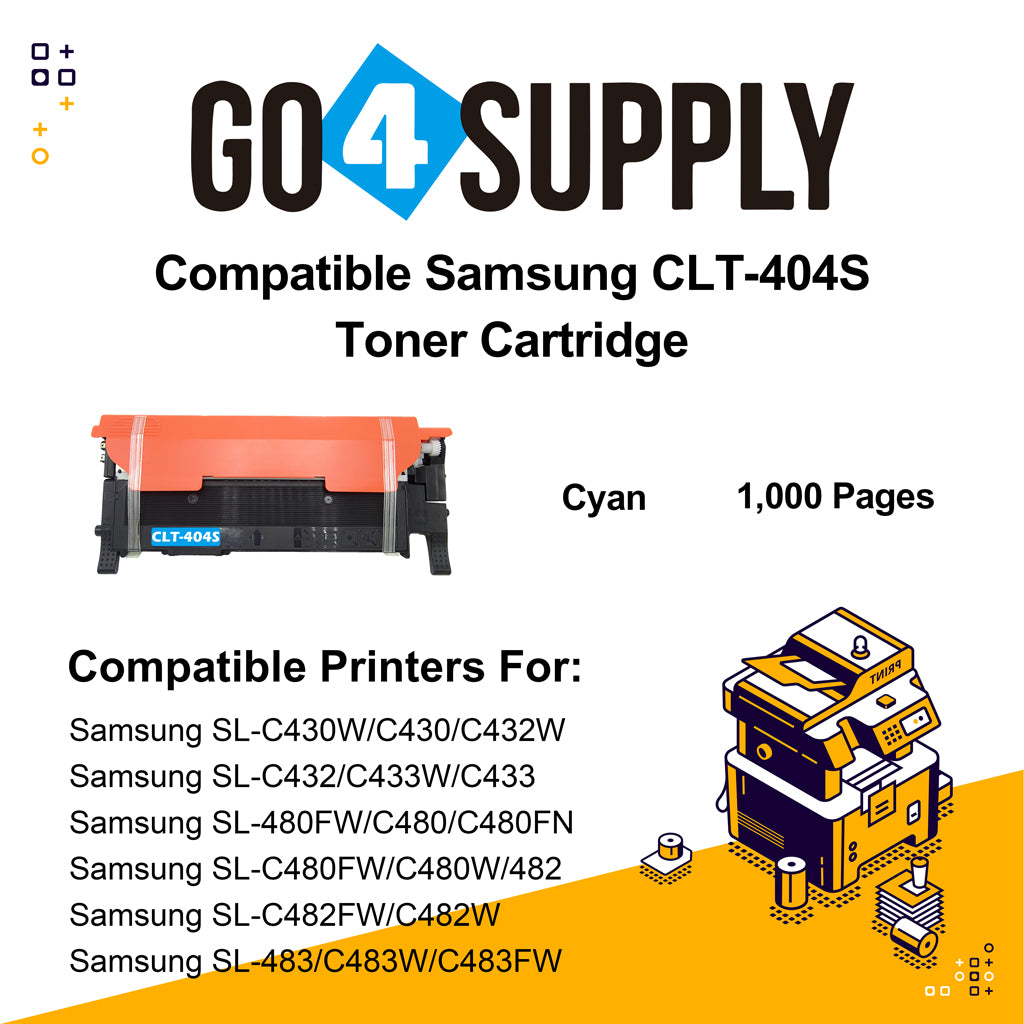 Compatible Cyan Samsang 404 CLT404S CLT-404S Toner Cartridge Used for Samsung SL-C430W/C430/C432W; SL-C432/C433W/C433; SL-480FW/C480/C480FN; SL-C480FW/C480W/482; SL-C482FW/C482W; SL-483/C483W/C483FW