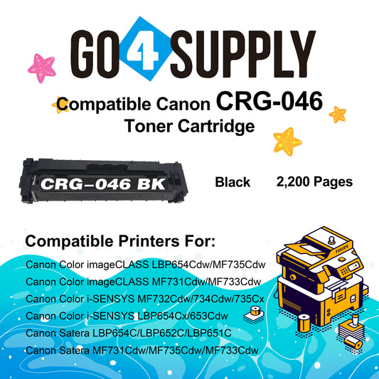 Compatible (Standard-Yield) Black CANON CRG046 CRG-046 Toner Cartridge Used for Color imageCLASS LBP654Cdw/MF735Cdw/MF731Cdw/MF733Cdw; Color i-SENSYS LBP654Cx/653Cdw/MF732Cdw/734Cdw/735Cx; Satera MF731Cdw/LBP654C/LBP652C/LBP651C/MF735Cdw/MF733Cdw