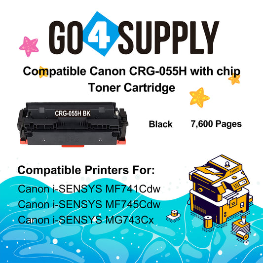 Compatible CANON (High-Yield Page) Black CRG055H (WITH CHIP) CRG-055H Toner Cartridge Used for Canon i-SENSYS MF741Cdw; i-SENSYS MF745Cdw;  i-SENSYS MG743Cx
