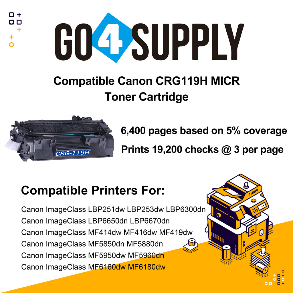 Compatible (High Page Yield) MICR Toner Cartridge Replacement for Canon 119H CRG119H CRG-119H