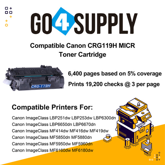 Compatible (High Page Yield) MICR Toner Cartridge Replacement for Canon imageCLASS LBP251dw/252dw/253dw/253X/6300dn/6650dn/6670dn/MF414dw/419dw/416dw/MF5850dn/5880dn/5950dw/5960dn Printers