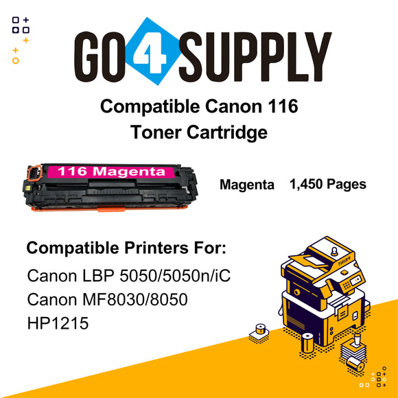 Compatible Magenta Canon 116 CRG-116 CRG116 Toner Cartridge Used for Canon i-SENSYS LBP-7010C/7016C/7018C; LBP 5050/5050n/iC MF 8080cw; MF8010/8030/8040/8050cn; LBP 7110Cw/7100Cn; iC MF8280Cw/MF6680DN; MF8210/8230/8250Cn; MF628Cw/626Cn; MF623Cn/621Cn