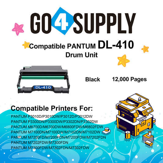 Compatible PANTUM Black (12,000 Pages) DL410 DL-410 Drum Unit Replacement for P3010D P3010DW P3012D P3012DW P3300DN P3300DW P3302DN P3302DW M6700D M6700DW M6800FDW M6802FDW