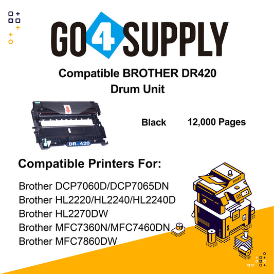 Compatible Brother DR-420 DR420 Drum Unit Used for Brother HL-2130/ 2220/ 2240/ 2240D/ 2270DW; MFC-7360N/ 7460DN/ 7860DW; DCP-7055/ 7060D/ 7065DN Printer