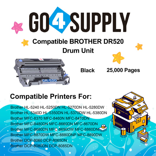 Compatible (Drum Only) DR-520 DR520 Drum Unit Used for Brother HL5240/5250DN/5250DNT/5340/5350/5380/5270/5280DW; MFC8460N/8860DN; DCP8060/MF8870/8670/8065DN Printer