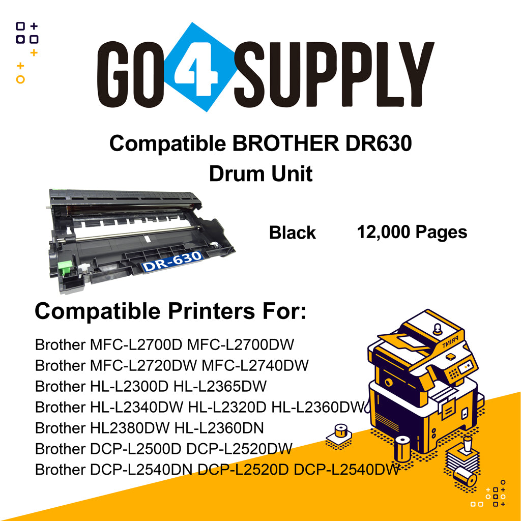 Compatible Brother DR630 DR-630 Drum Unit Used for Brother DCP-L2500D/L2520DW/L2540DN/L2520D/L2540DW/L2560DW/L2500DR/L2520DWR/L2540DNR/L2560DWR; MFC-L2700D/L2700DW/L2720DW/L2740DW/L2740DWR/L2720DWR/L2700DWR Printer
