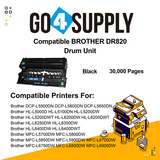 Compatible Brother DR820 DR-820 Drum Unit Used for Brother DCP-L5500DN/L5600DN/L5650DN, HL-L5000D/L5100DN/L5200DW/L5200DWT/L6200DW/L6200DWT/L6250DW/L6300DW/L6400DW/L6400DWT; MFC-L5700DW/L5800DW/L5850DW/L5900DW/L6700DW/L6750DW/L6800DW/L6900DW Printer