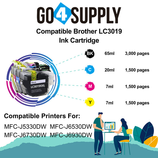 Compatible Set Combo Brother 3019 LC3019XXL LC-3019XXL Ink Cartridge Used for Brother MFC-J5330DW/ MFC-J6530DW/ MFC-J6730DW/ MFC-J6930DW Printer