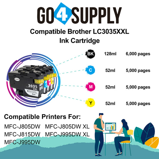 Compatible Set Combo Brother 3039 LC3039XXL LC-3039XXL Ink Cartridge Used for Brother MFC-J5845DW/MFC-J5845DW XL/MFC-J5945DW/MFC-J6545DW/MFC-J6545DW XL/MFC-J6945DW Printer