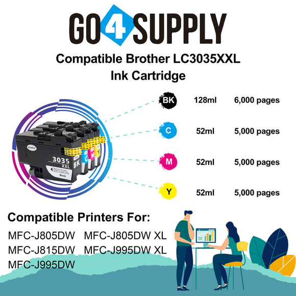 Compatible Set Combo Brother 3035xxl LC3035xxl Ink Cartridges Used for Brother MFC-J805DW, MFC-J805DW XL, MFC-J815DW, MFC-J995DW, MFC-J995DW XL Printer
