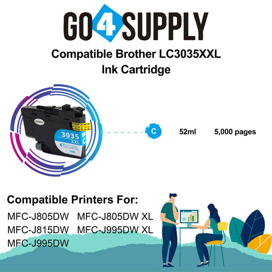 Compatible Cyan Brother 3035xxl LC3035xxl Ink Cartridges Used for Brother MFC-J805DW, MFC-J805DW XL, MFC-J815DW, MFC-J995DW, MFC-J995DW XL Printer