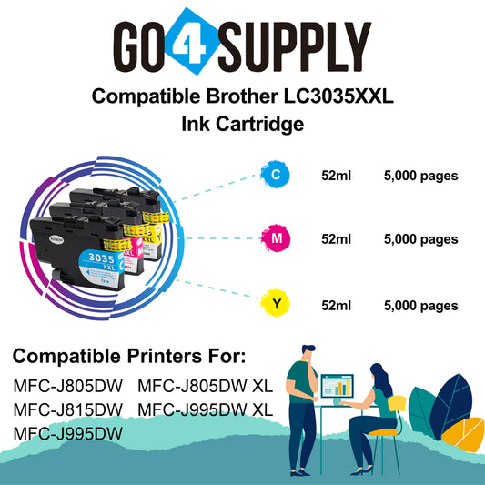 Compatible Color Combo Brother 3035xxl LC3035xxl Ink Cartridges Used for Brother MFC-J805DW, MFC-J805DW XL, MFC-J815DW, MFC-J995DW, MFC-J995DW XL Printer