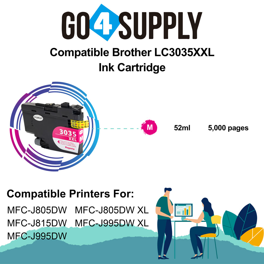 Compatible Magenta Brother 3035xxl LC3035xxl Ink Cartridges Used for Brother MFC-J805DW, MFC-J805DW XL, MFC-J815DW, MFC-J995DW, MFC-J995DW XL Printer