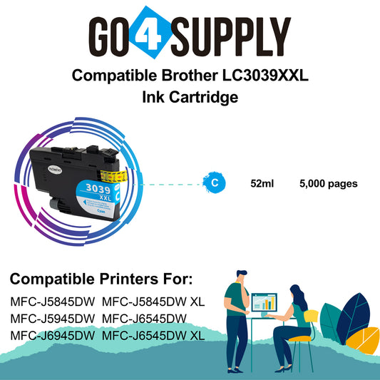 Compatible Cyan Brother 3039 LC3039XXL LC-3039XXL Ink Cartridge Used for Brother MFC-J5845DW/MFC-J5845DW XL/MFC-J5945DW/MFC-J6545DW/MFC-J6545DW XL/MFC-J6945DW Printer
