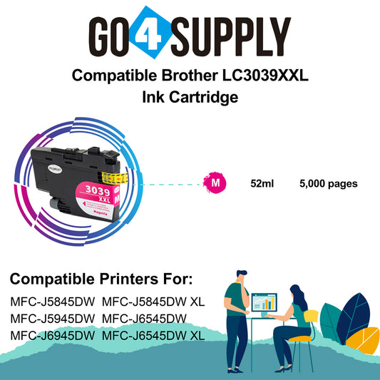 Compatible Magenta Brother 3039 LC3039XXL LC-3039XXL Ink Cartridge Used for Brother MFC-J5845DW/MFC-J5845DW XL/MFC-J5945DW/MFC-J6545DW/MFC-J6545DW XL/MFC-J6945DW Printer