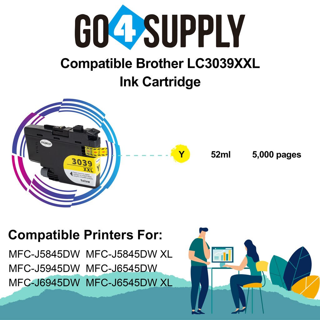 Compatible Yellow Brother 3039 LC3039XXL LC-3039XXL Ink Cartridge Used for Brother MFC-J5845DW/MFC-J5845DW XL/MFC-J5945DW/MFC-J6545DW/MFC-J6545DW XL/MFC-J6945DW Printer