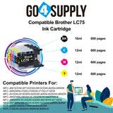 Compatible Set Combo Brother 75xl LC75 LC75XL Ink Cartridge Used for MFC-J432W/J430W/J6910DW/J6710DW/J5910DW/J6510DW/J435W/J835DW/J280W/J425W; DCP-J525N/J540N/J740N/J925N/J525W/J725DW/J925DW/J940N-B/J940N-W Printer