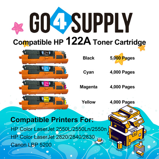 Compatible Combo Set HP 122A Q3960A Q3961A Q3962A Q3963A to use for HP 2840 2550n 2550L 2550Ln 2820 2830 Printers