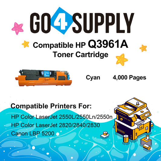 Compatible HP 122A Q3961A Cyan Toner Cartridge to use for HP 2840 2550n 2550L 2550Ln 2820 2830 Printers