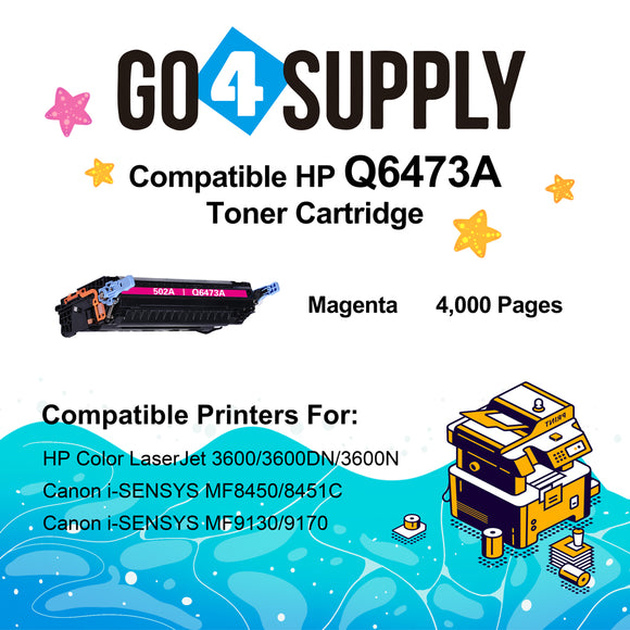 Compatible HP 502A Q6473A Q6470A Magenta Toner Cartridge to use for HP Color Laserjet 3600n 3600dtn 3800 CP3505 3505n 3505dn 3600 Printers