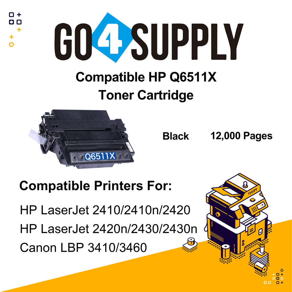 Compatible 6511 Q6511X 6511X Toner Cartridge Used for HP LaserJet 2410/ 2410n/ 2420/ 2420n/ 2430/ 2430n Printers