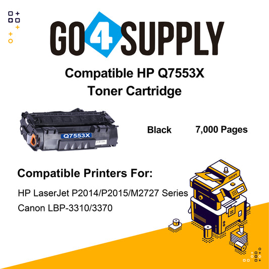 Compatible Black HP 7553 7553X Q7553X Toner Cartridge Used for HP LaserJet 1160/1320/1320N/1320TN/3390MFP/3392MFP/P2014/P2015/M2727