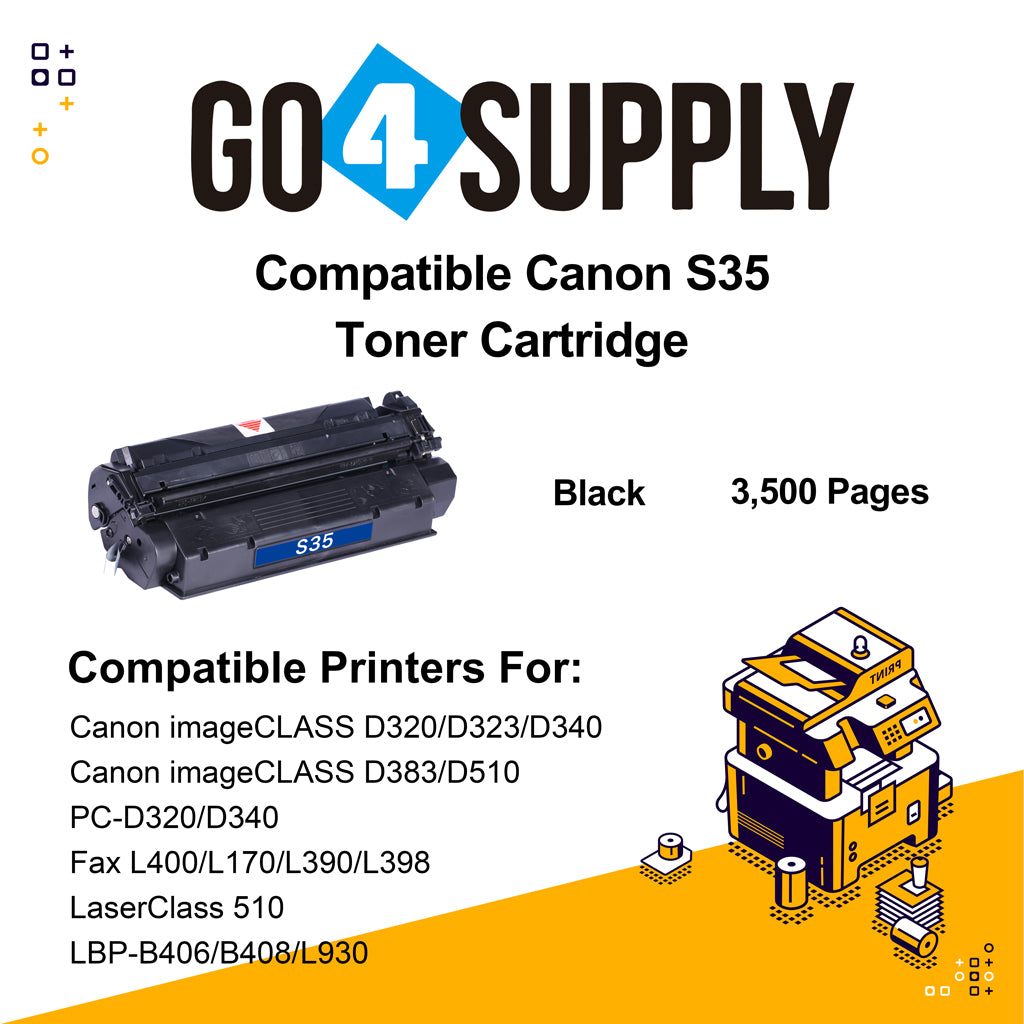 Compatible Canon S35 Toner Cartridge Used for Canon imageCLASS D320/ D323/ D340/ D383/ D510; PC-D320/ D340; Fax L400/ L170/ L390/ L398; LaserClass 510; LBP-B406/ B408/ L930 Printer