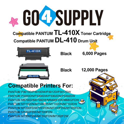 Compatible PANTUM Combo (TL-410X Toner+ DL-410 Drum) Replacement for M7100DN M7100DW M7102DN M7102DW M7200FD M7200FDN M7200FDW M7202FDN M7202FDW M7300FDN M7300FDW M7302FDN M7302FDW