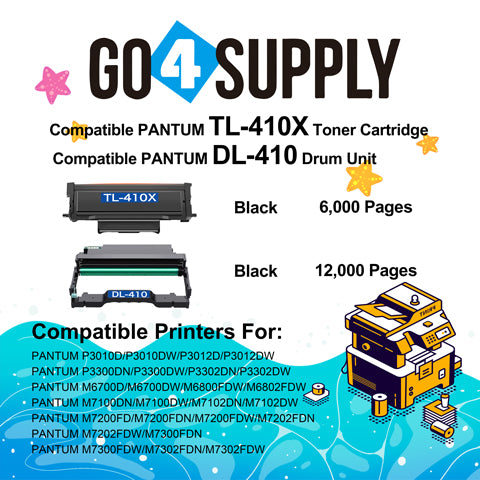 Compatible PANTUM Combo (TL-410X Toner+ DL-410 Drum) Replacement for P3010D P3010DW P3012D P3012DW P3300DN P3300DW P3302DN P3302DW M6700D M6700DW M6800FDW M6802FDW