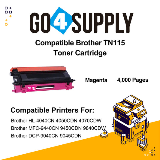 Compatible Magenta Brother TN115 TN-115 Toner Cartridge Used for Brother HL-4040CN 4050CDN 4070CDW MFC-9440CN 9450CDN 9840CDW DCP-9040CN 9045CDN